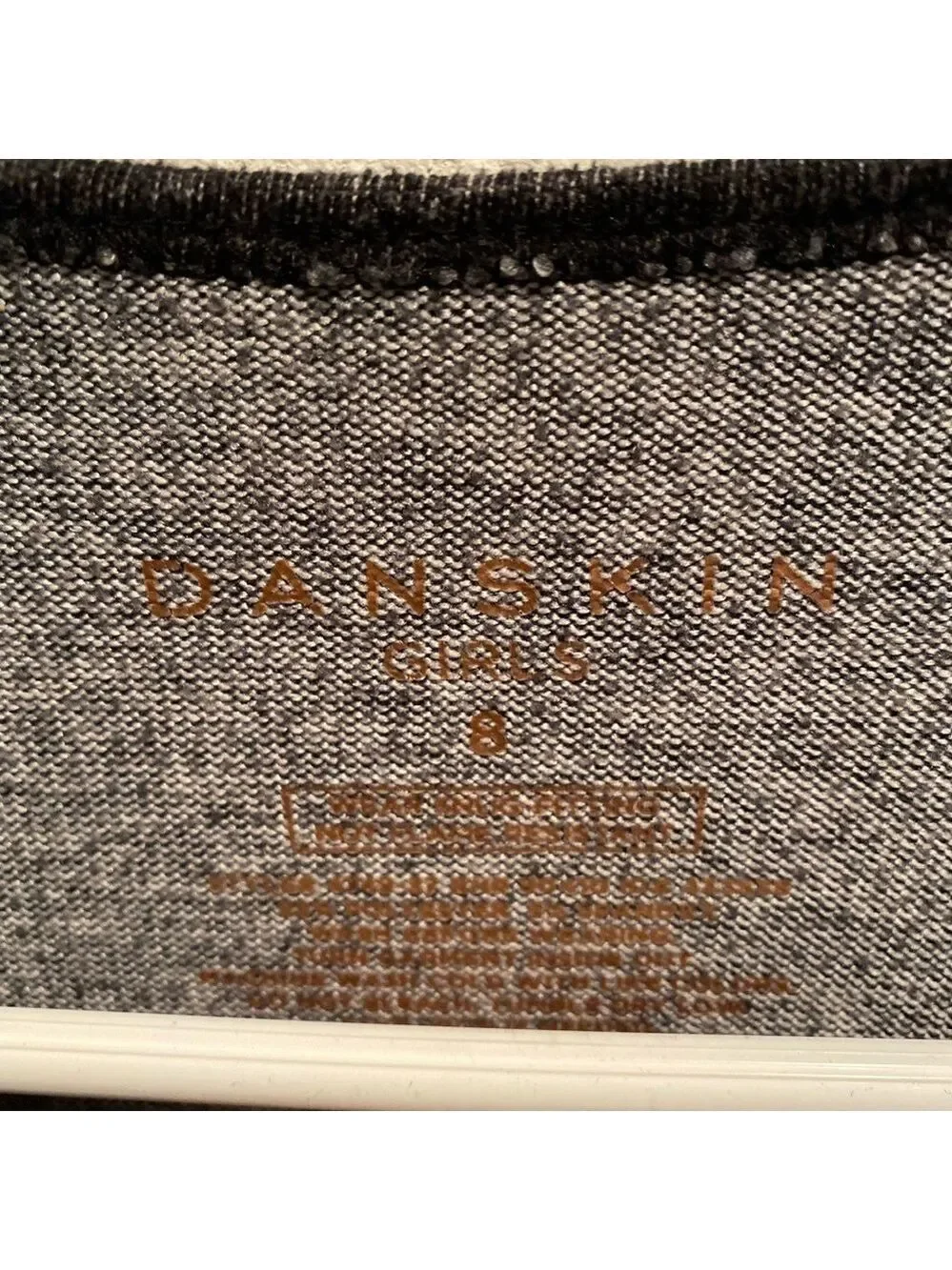 Danskin Girl’s Shirt, Size 8, Grey Charcoal Black “Thankful, Grateful, Everyday”